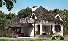 110-002-Л Проект двухэтажного дома мансардой и гаражом, простой домик из поризованных блоков Нижний Тагил, House Expert