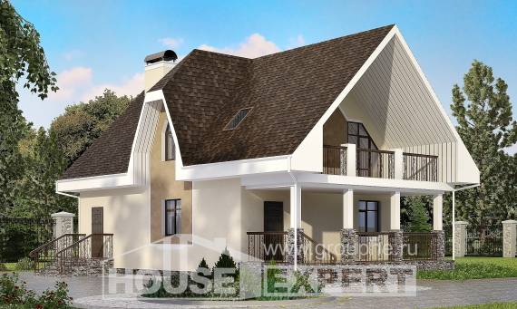 125-001-Л Проект двухэтажного дома мансардой, экономичный домик из газобетона Нижний Тагил, House Expert