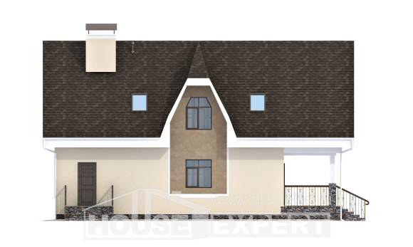 125-001-Л Проект двухэтажного дома с мансардой, доступный домик из поризованных блоков Нижний Тагил, House Expert