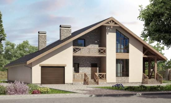265-001-Л Проект двухэтажного дома с мансардой и гаражом, классический коттедж из теплоблока Нижний Тагил | Проекты домов от House Expert