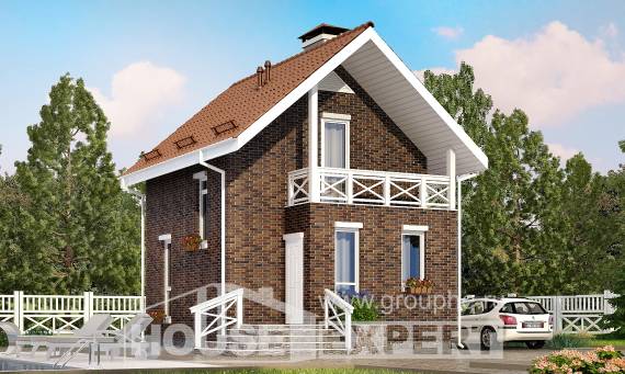 045-001-Л Проект двухэтажного дома мансардой, простой дом из газосиликатных блоков Нижний Тагил, House Expert