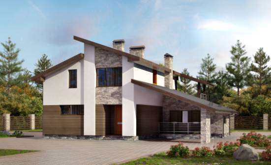 200-010-П Проект двухэтажного дома мансардой, гараж, простой домик из блока Нижний Тагил | Проекты домов от House Expert
