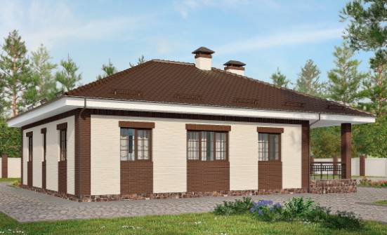 160-015-П Проект одноэтажного дома и гаражом, бюджетный домик из твинблока Нижний Тагил | Проекты домов от House Expert