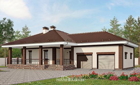 160-015-П Проект одноэтажного дома и гаражом, бюджетный домик из твинблока Нижний Тагил | Проекты домов от House Expert