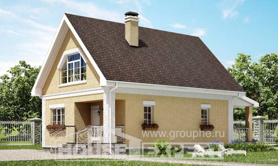 130-004-П Проект двухэтажного дома с мансардой, уютный коттедж из газобетона Нижний Тагил, House Expert