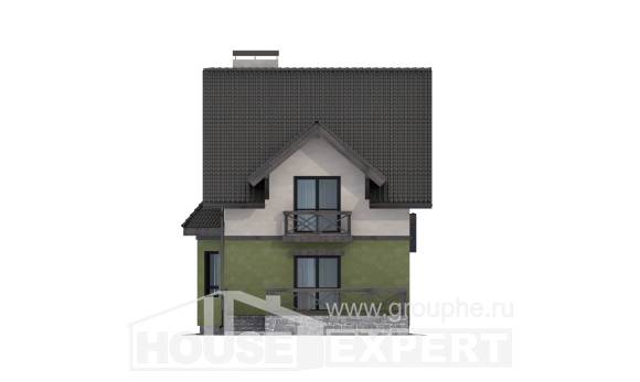 120-003-П Проект двухэтажного дома мансардный этаж, скромный дом из газобетона Нижний Тагил, House Expert