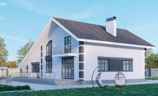 190-008-П Проект двухэтажного дома мансардой, гараж, простой дом из бризолита Нижний Тагил | Проекты домов от House Expert