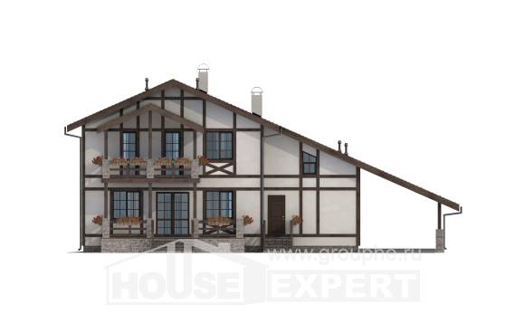 250-002-Л Проект двухэтажного дома с мансардой, гараж, красивый домик из кирпича Нижний Тагил, House Expert