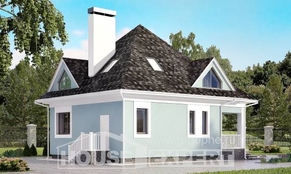 110-001-Л Проект двухэтажного дома мансардой, бюджетный домик из бризолита, Нижний Тагил