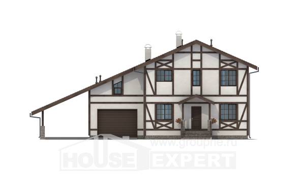 250-002-Л Проект двухэтажного дома мансардой и гаражом, современный дом из кирпича Нижний Тагил, House Expert