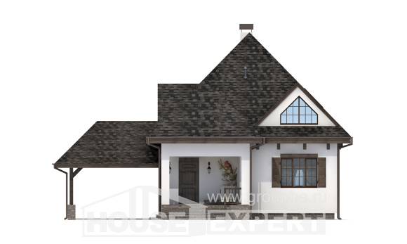 110-002-Л Проект двухэтажного дома с мансардой и гаражом, недорогой домик из поризованных блоков, Нижний Тагил