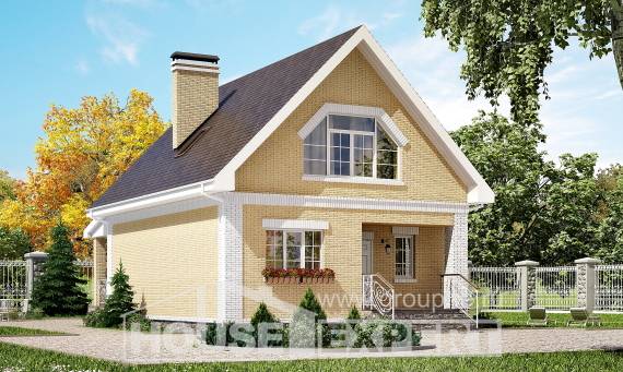 130-004-П Проект двухэтажного дома с мансардой, доступный коттедж из пеноблока Нижний Тагил, House Expert