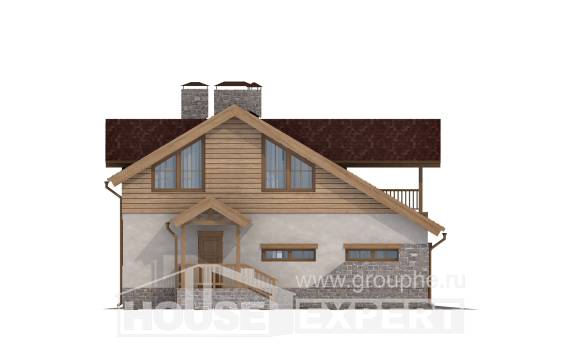 165-002-П Проект двухэтажного дома с мансардным этажом, гараж, доступный коттедж из блока Нижний Тагил, House Expert