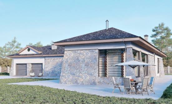 280-004-Л Проект одноэтажного дома и гаражом, уютный коттедж из блока Нижний Тагил | Проекты домов от House Expert