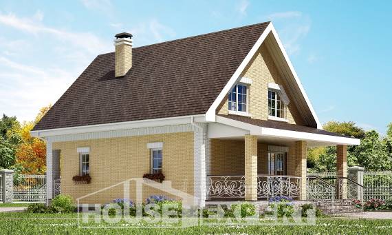 130-004-П Проект двухэтажного дома с мансардой, уютный домик из поризованных блоков, Нижний Тагил